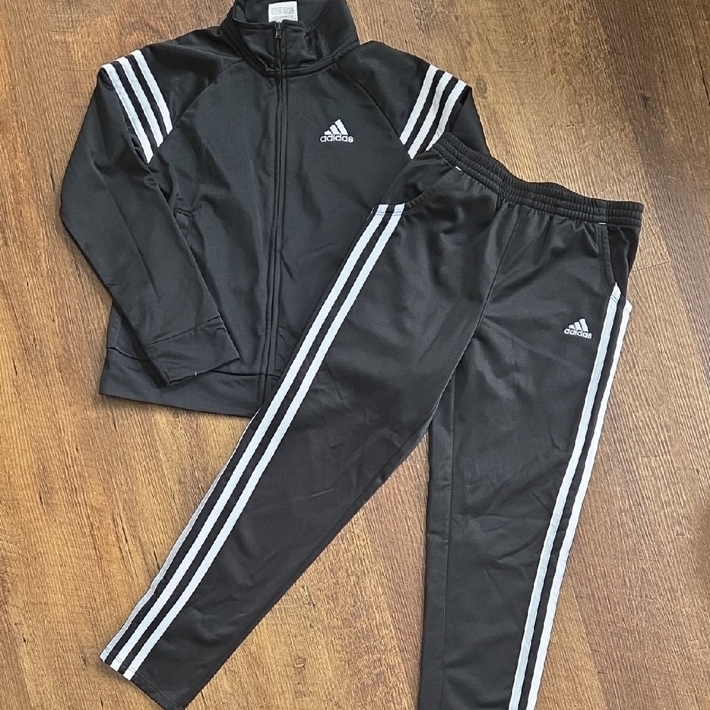 Adidas Kids Black Sweatpants with White Accents